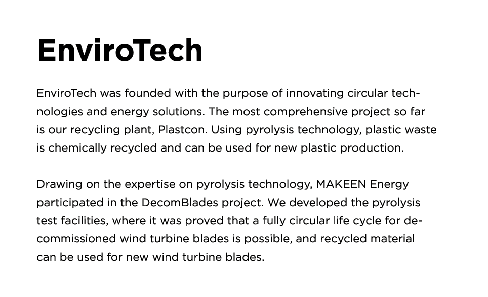 EnviroTech EnviroTech was founded with the purpose of innovating circular tech­nologies and energy solutions. The mos...