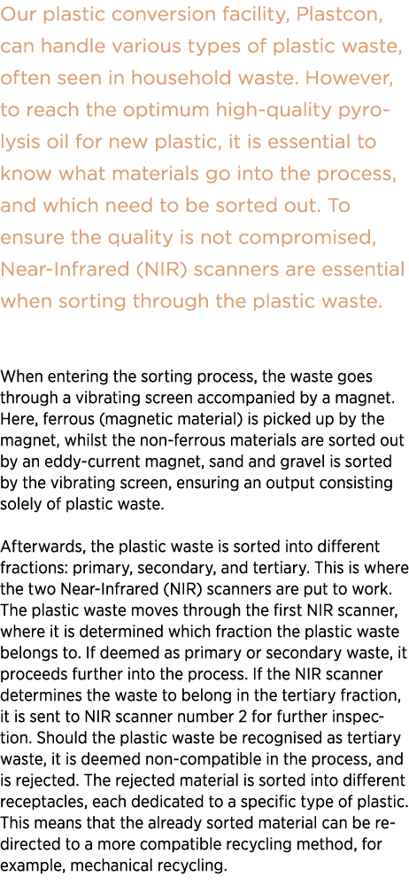 Our plastic conversion facility, Plastcon, can handle various types of plastic waste, often seen in household waste. ...