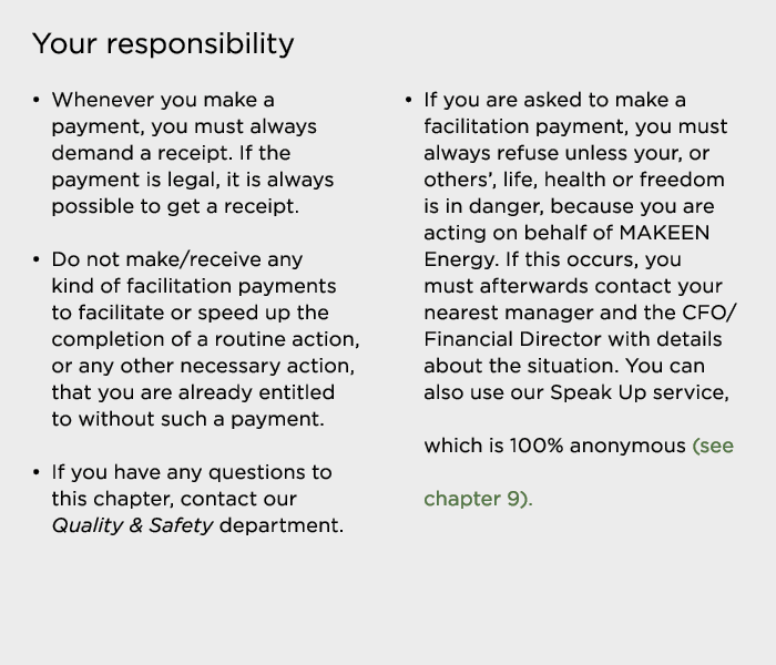 Your responsibility   Whenever you make a payment, you must always demand a receipt  If the payment is legal, it is a   