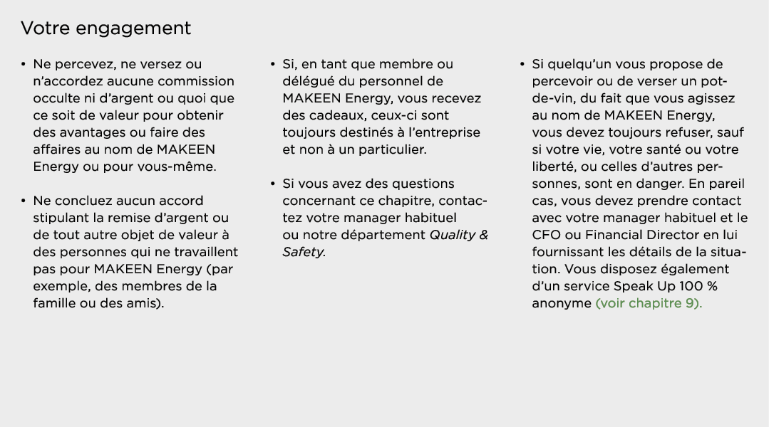 Votre engagement   Ne percevez, ne versez ou n accordez aucune commission occulte ni d argent ou quoi que ce soit de    