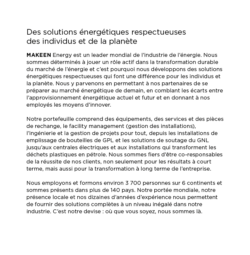 Des solutions énergétiques respectueuses des individus et de la planète MAKEEN Energy est un leader mondial de l indu   
