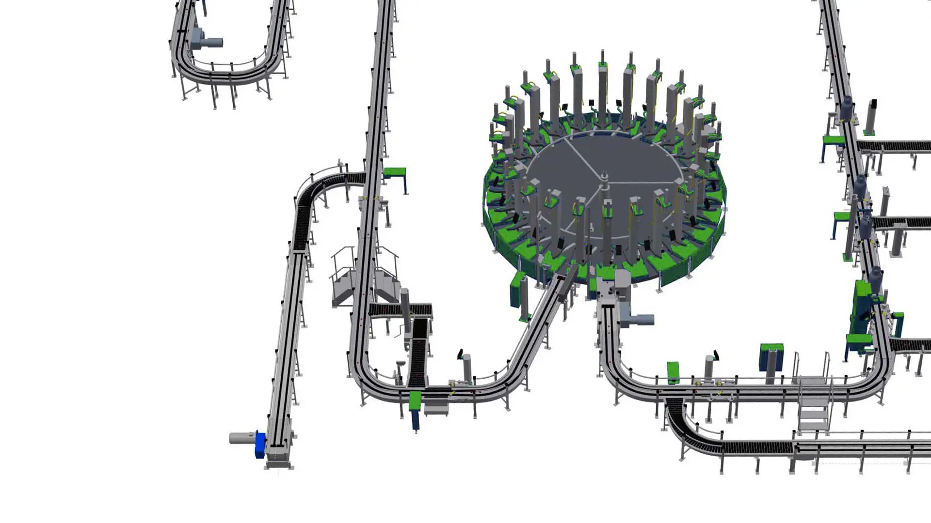 3D illustration of chain conveyor system
