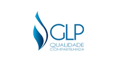 GLP logo with blue text and a blue drop or flame