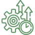 icons of gear clock and arrows pointing up
