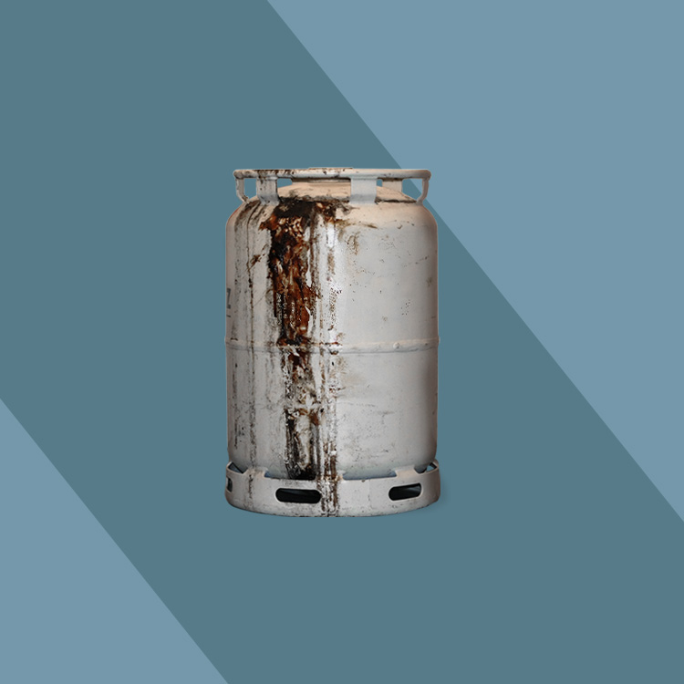 Very dirty gas cylinder