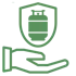 icon for safety assurance a hand holding a badge with a LPG cylinder