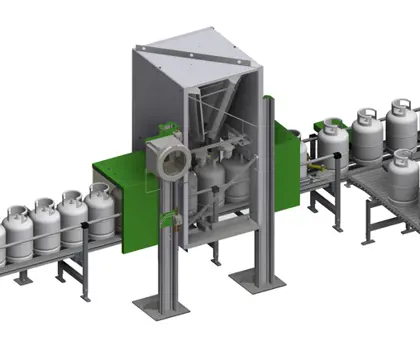 3d illustration of Camera vision unit with automatic taring and sorting in-line in chain conveyor