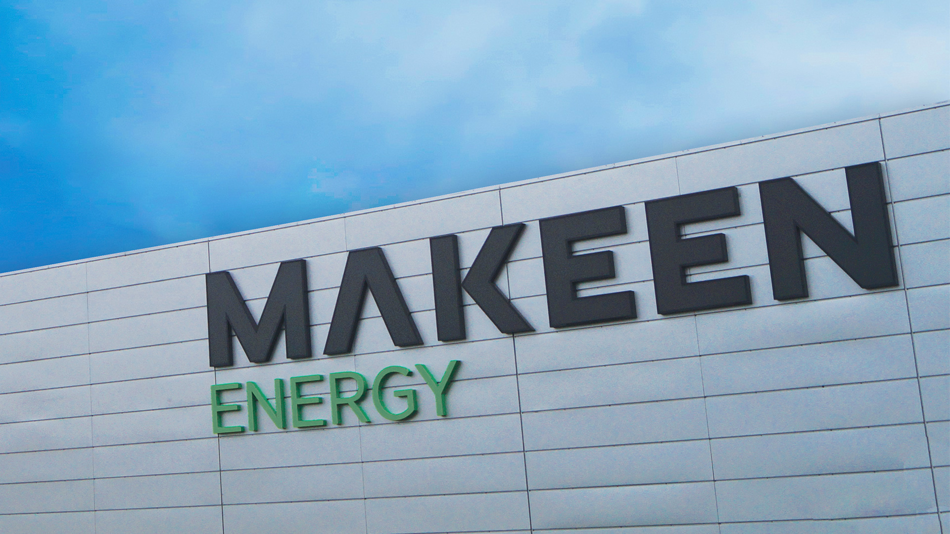 image of a building facade with the MAKEEN Energy logo on it