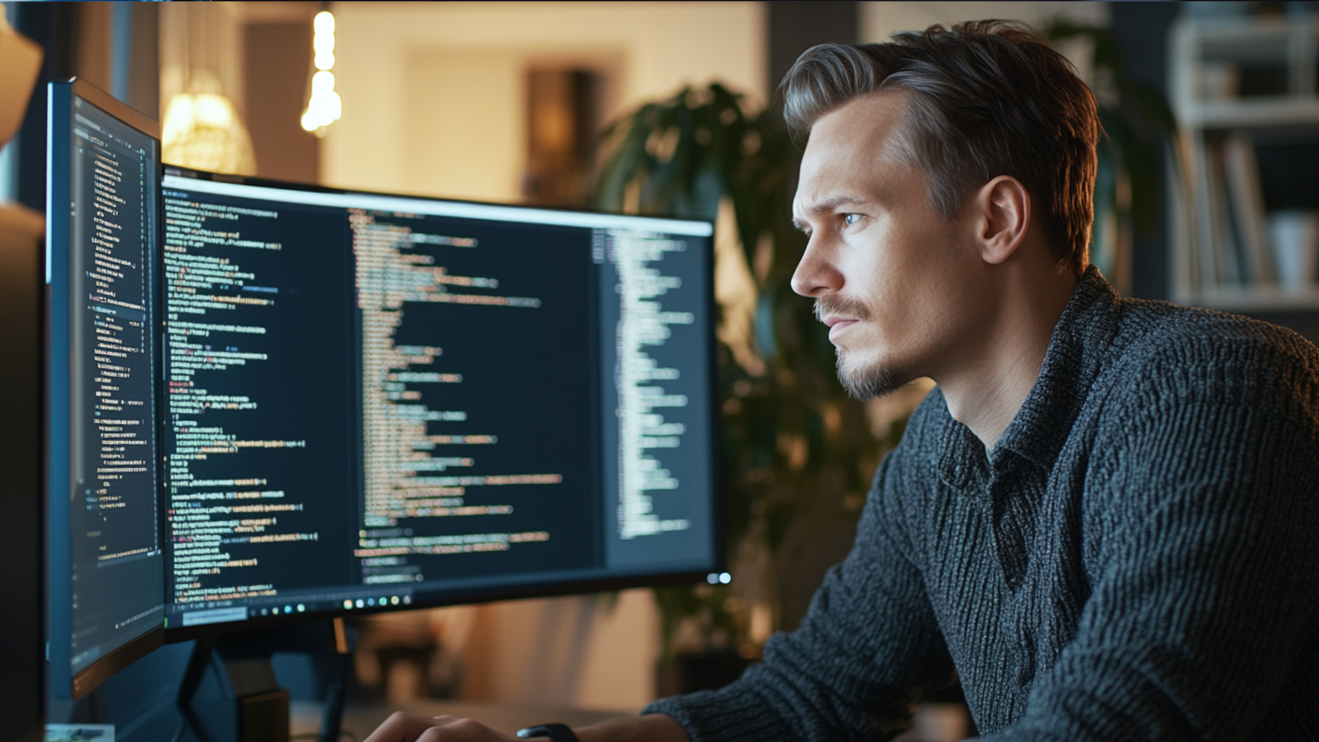 Man working on software