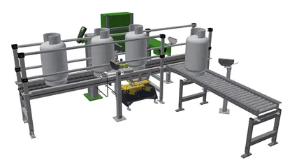 3D illustration of static check scale automatic in-line in chain conveyor