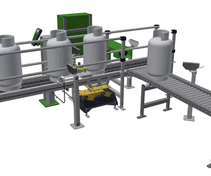 3D illustration of static check scale automatic in-line in chain conveyor