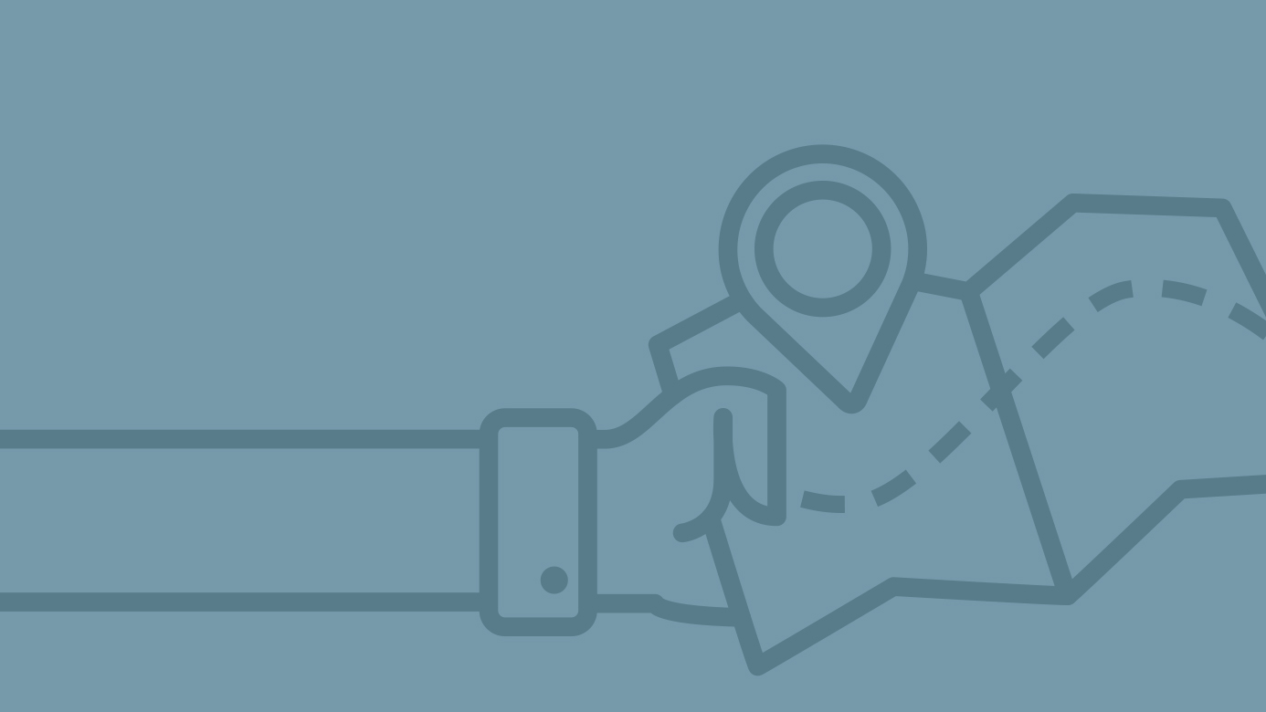 illustration of a hand holding a map with a pin