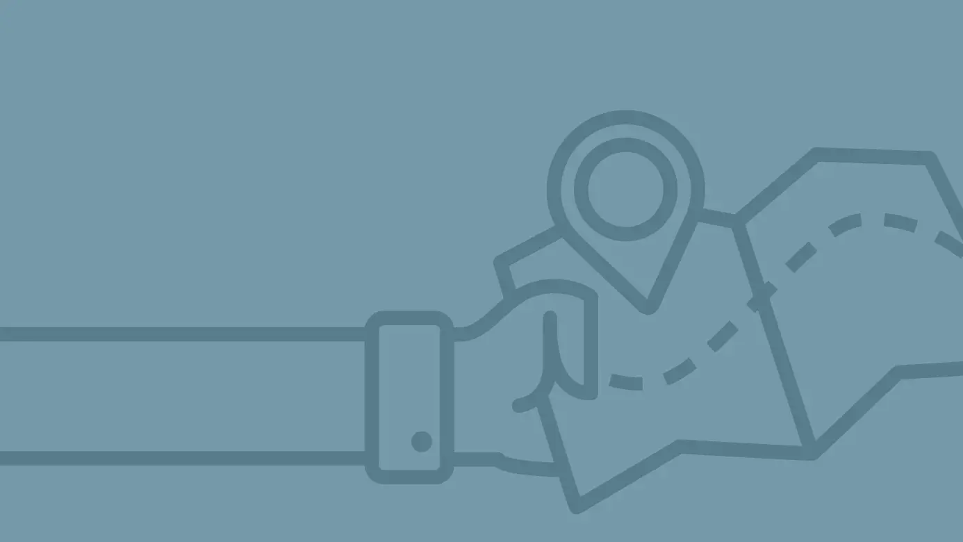 illustration of a hand holding a map with a pin
