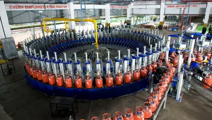 image of a FLEXSPEED carrousel blue with red LPG cylinders