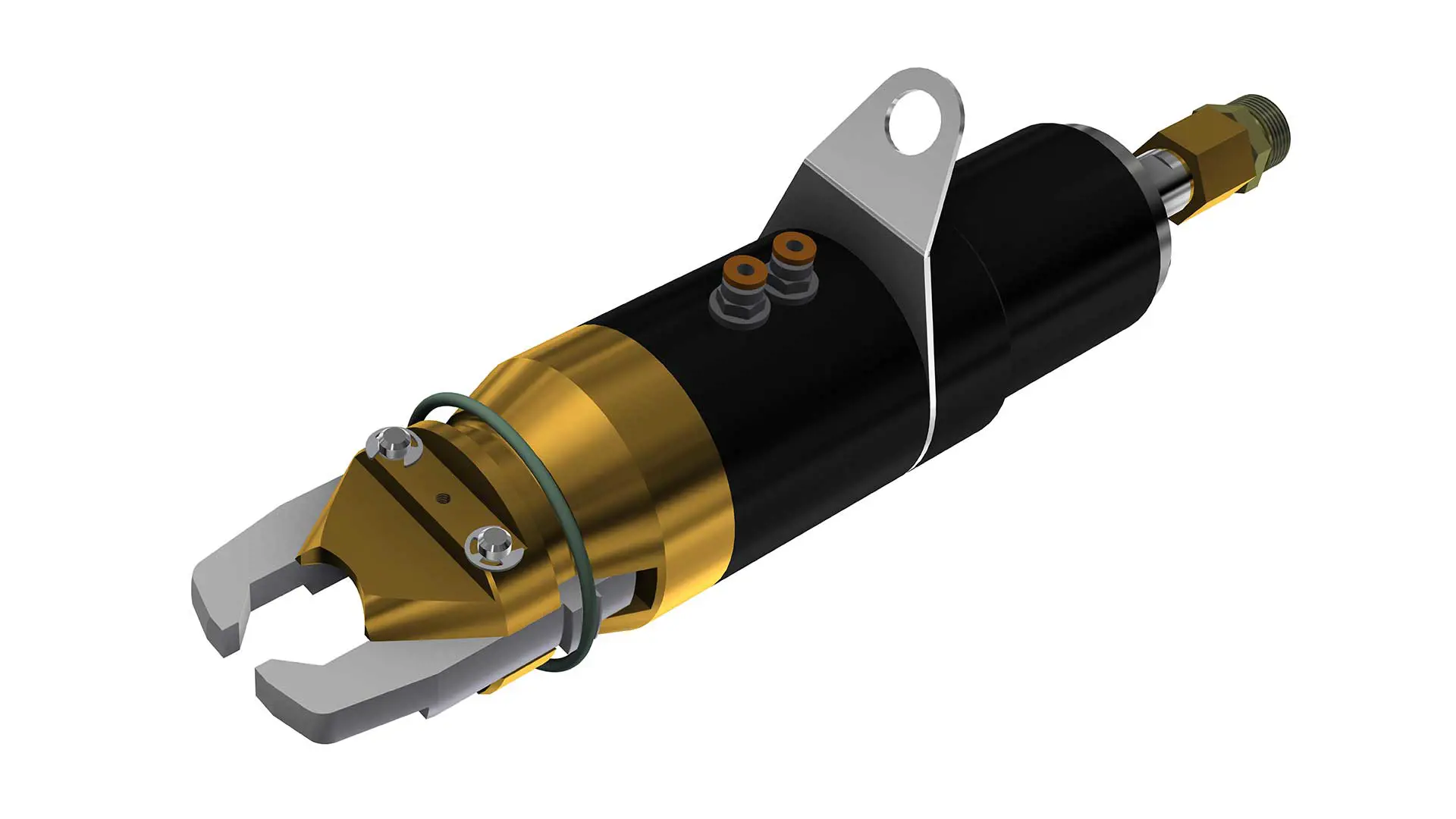 3D illustration of semi-automatic filling head with clamping jaws for screw valves