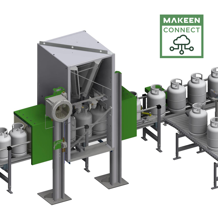 3d illustration of Camera vision unit with automatic taring and sorting in-line in chain conveyor 