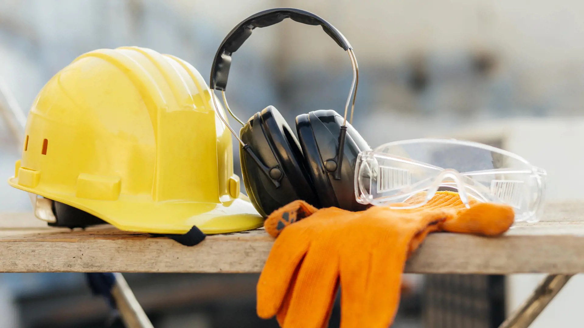 Personal protective equipment on a bench