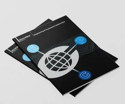 image of a black brochure cover with the title Engineering Procurement Construction
