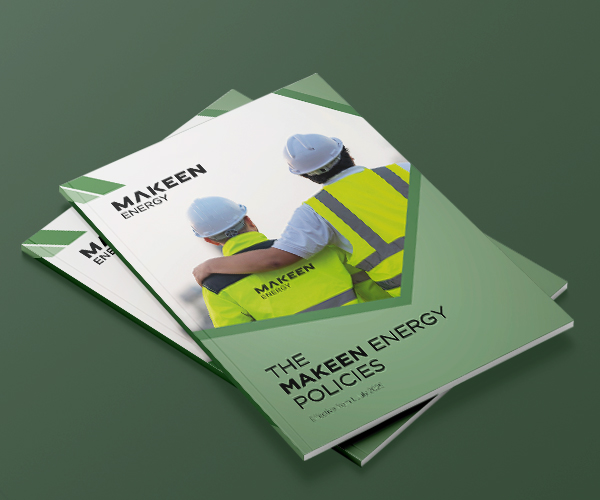 image of brochure cover with a blue sky, green field, a single green tree and a title saying the makeen energy policies