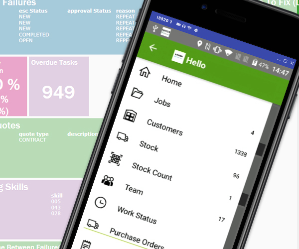 Graphic showing the FSM interface on a smartphone