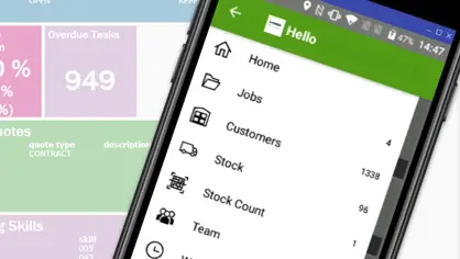 Graphic showing the FSM interface on a smartphone