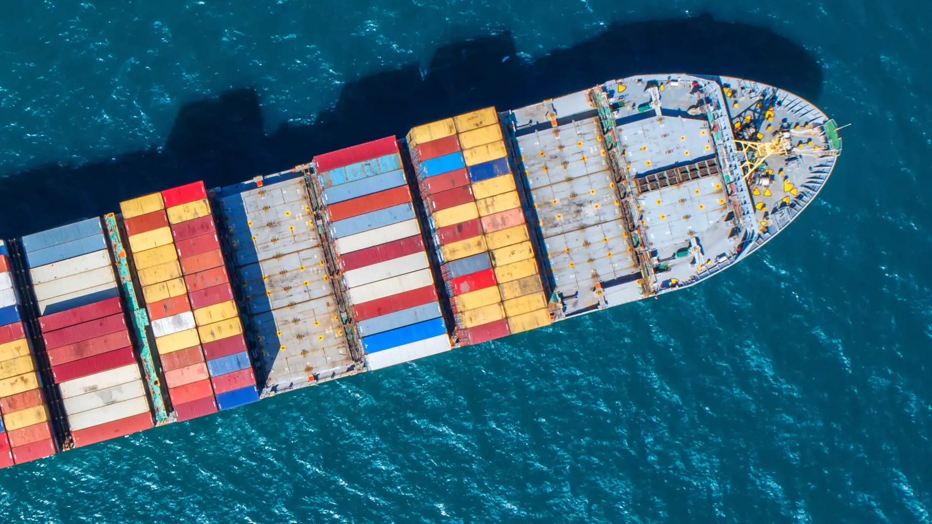 Container ship viewed from above