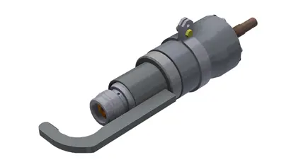 3D illustration of Semi-automatic filling head with clamping hook for screw valves
