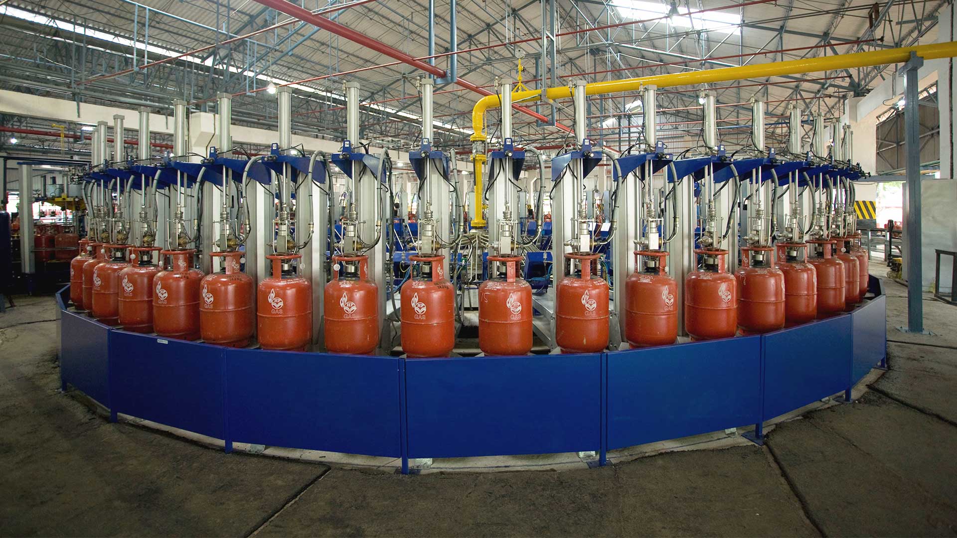 image of a FLEXSPEED carrousel blue with red LPG cylinders