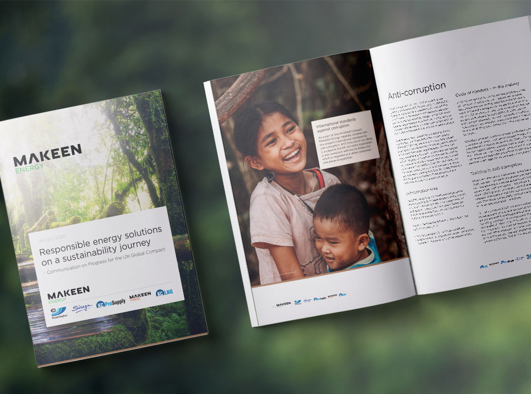 Cover of MAKEEN Energys Communication on Progress brochure for UN Global Compact 2020