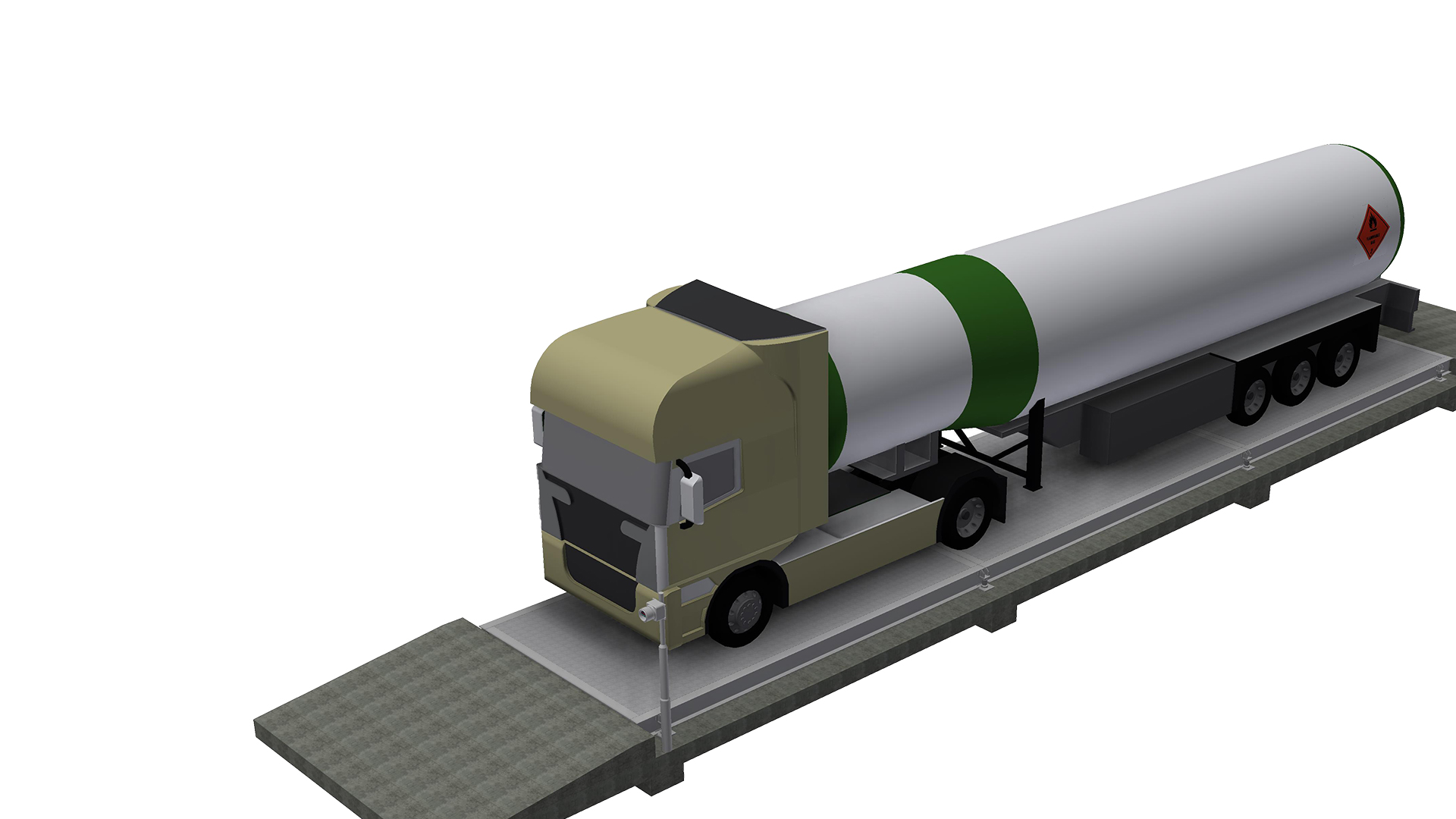 3D illustration of a truck on a electronic weighbridge
