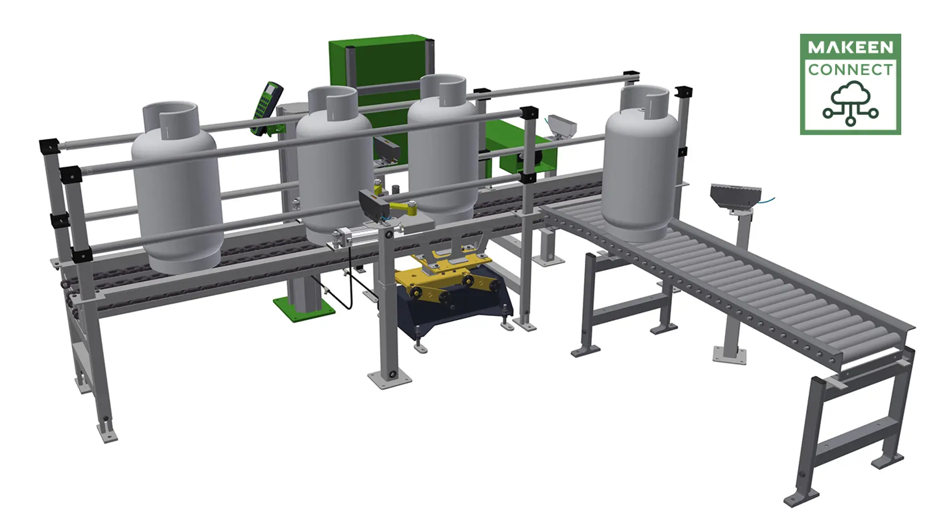3D illustration of static check scale automatic in-line in chain conveyor
