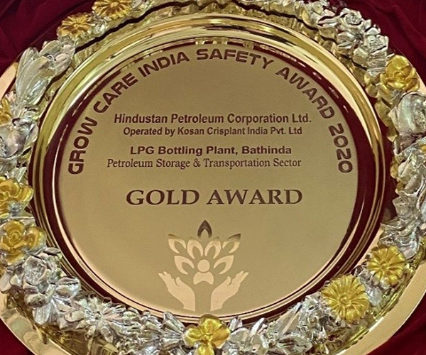 Image of the Grow Care India Safety Gold Award for 2020