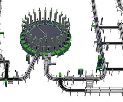 3D illustration of chain conveyor systems