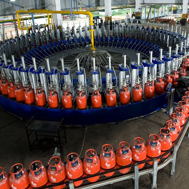 image of a FLEXSPEED carrousel blue with red LPG cylinders