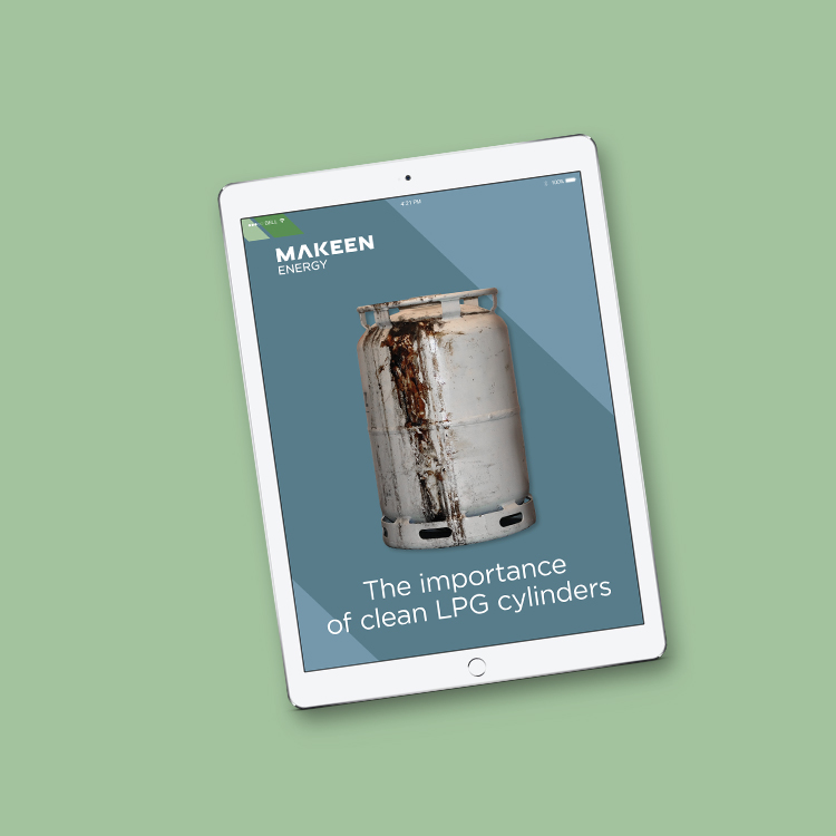 image of tablet screen showing a dirty LPG cylinder