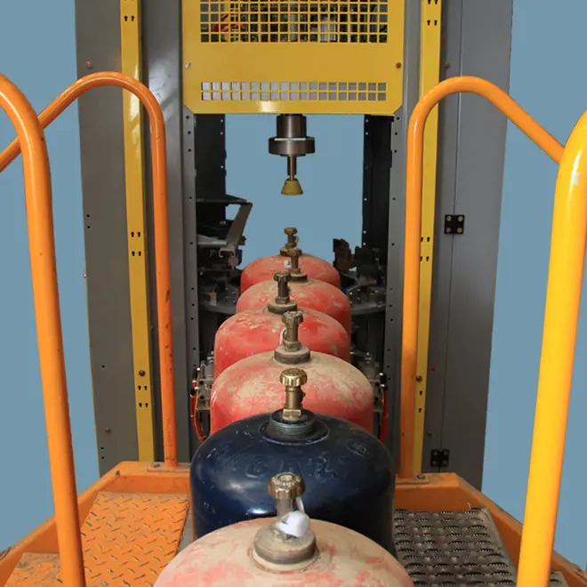 dirty gas cylinder getting refilled