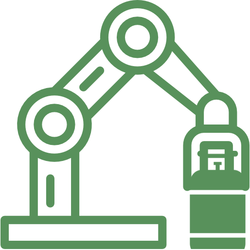 icon for AI enable a machine arm handling a LPG cylinder