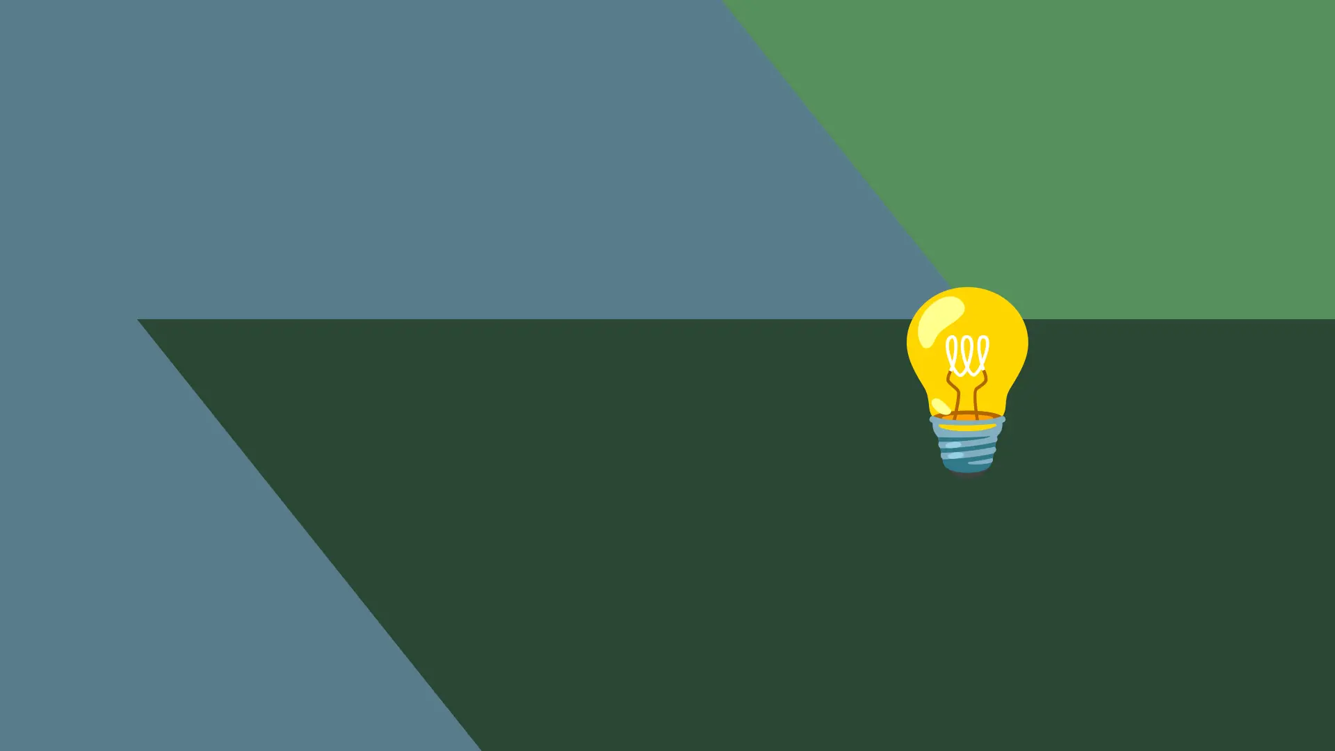graphic illustration with a green and blue background with a yellow light bulb in front