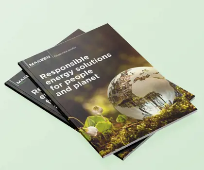 image of a brochure cover with the title, responsible energy solutions for people and planet