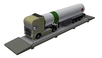 3D illustration of a truck on a electronic weighbridge