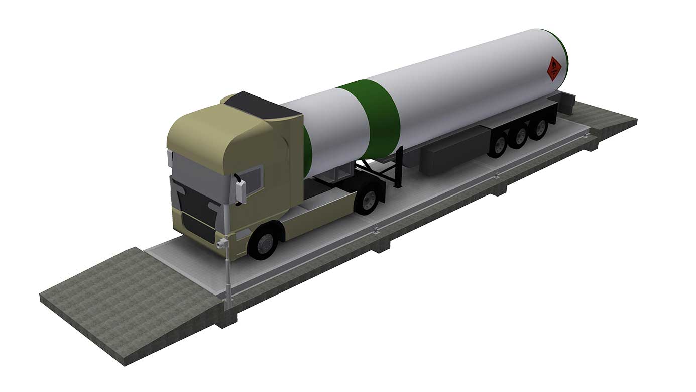 3D illustration of a truck on a electronic weighbridge
